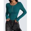 imageZeagoo Womens Long Sleeve Henley T Shirts Button Ribbed Knit Slim Fitted Tee Tops Basic Casual Work Blouse XSXXLXblue Green