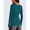 imageZeagoo Womens Long Sleeve Henley T Shirts Button Ribbed Knit Slim Fitted Tee Tops Basic Casual Work Blouse XSXXLXblue Green
