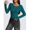 imageZeagoo Womens Long Sleeve Henley T Shirts Button Ribbed Knit Slim Fitted Tee Tops Basic Casual Work Blouse XSXXLXblue Green
