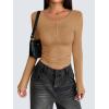 imageZeagoo Womens Long Sleeve Henley T Shirts Button Ribbed Knit Slim Fitted Tee Tops Basic Casual Work Blouse XSXXLXcaramel