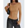 imageZeagoo Womens Long Sleeve Henley T Shirts Button Ribbed Knit Slim Fitted Tee Tops Basic Casual Work Blouse XSXXLXcaramel