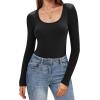 imageZeagoo Womens Long Sleeve Henley T Shirts Button Ribbed Knit Slim Fitted Tee Tops Basic Casual Work Blouse XSXXLZblack