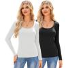 imageZeagoo Womens Long Sleeve Henley T Shirts Button Ribbed Knit Slim Fitted Tee Tops Basic Casual Work Blouse XSXXLZblackWhite