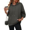imageZeagoo Womens Oversized Hoodies 2025 Fleece Sweatshirts Long Sleeve Pullover with Pocket Fall Winter Outfits ClothesDark Grey
