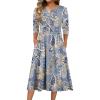 imageZeagoo 34 Sleeve Womens Dress Casual Flowy ALine Midi Tshirt Dresses with Pockets Crewneck Vocation Boho Beach SundressMz919