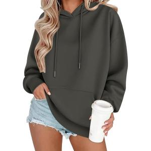 imageZeagoo Womens Oversized Hoodies 2025 Fleece Sweatshirts Long Sleeve Pullover with Pocket Fall Winter Outfits ClothesDark Grey
