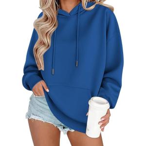 imageZeagoo Womens Oversized Hoodies 2025 Fleece Sweatshirts Long Sleeve Pullover with Pocket Fall Winter Outfits ClothesDeep Blue