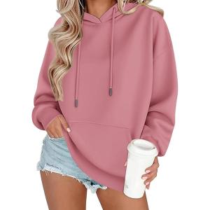 imageZeagoo Womens Oversized Hoodies 2025 Fleece Sweatshirts Long Sleeve Pullover with Pocket Fall Winter Outfits ClothesDeep Pink