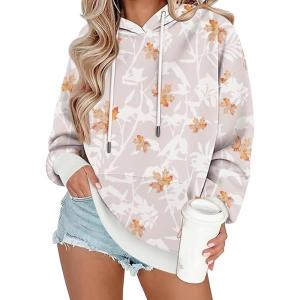 imageZeagoo Womens Oversized Hoodies 2025 Fleece Sweatshirts Long Sleeve Pullover with Pocket Fall Winter Outfits ClothesMaple Leaf Print