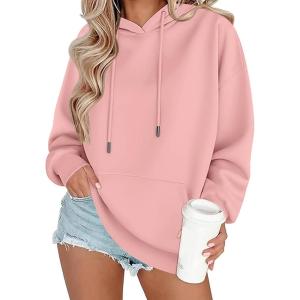 imageZeagoo Womens Oversized Hoodies 2025 Fleece Sweatshirts Long Sleeve Pullover with Pocket Fall Winter Outfits ClothesPink