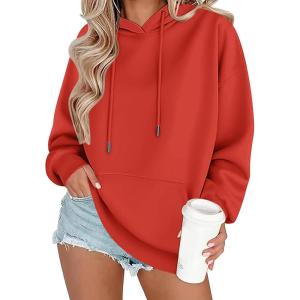 imageZeagoo Womens Oversized Hoodies 2025 Fleece Sweatshirts Long Sleeve Pullover with Pocket Fall Winter Outfits ClothesRed