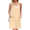 imageZeagoo Women Summer Dresses Casual Beach Vacation Dress Spaghetti Strap Sundress Sleeveless Mini Short Dress with PocketsBeige