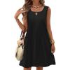 imageZeagoo Womens Casual Summer Dresses 2025 Boho Sleeveless Sundresses with Pockets Pleated Beach Floral T Shirt DressesBlack