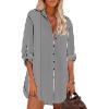 imageHOTOUCH Women Boyfriend Shirts Button Down Long Sleeve Blouse Cuffed Sleeve Collared ShirtBlack White Stripe