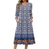 imageZeagoo Summer Dresses for Women 2026 34 Sleeve Dress for Women Floral Midi Dresses for Casual Womens Dresses with PocketsFloralxh547