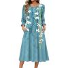 imageZeagoo Summer Dresses for Women 2026 34 Sleeve Dress for Women Floral Midi Dresses for Casual Womens Dresses with PocketsFloralzw89