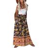 imageZeagoo Womens 2026 Boho Floral Skirt Casual Elastic High Waist Maxi Skirts Flowy A Line Beach Long Skirt with Side PocketsBlack Yellow