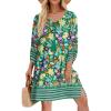 imageZeagoo Womens Boho Dresses Casual Beach Summer Dress Tassel Tie Neck 34 Long Sleeve Mini Sundress 2026 Floral Print Cover Up02 Green