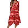 imageZeagoo Womens Midi Dresses 34 Sleeve Casual Dresses with Pockets 2025 Winter Dress A Line Loose Swing Tshirt DressChristmas Elk