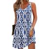 imageZeagoo Womens Summer Dress 2025 Loose V Neck Sleeveless Sundresses Swimsuit Coverup with Pockets Floral Tank DressesBlueprinted