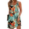 imageZeagoo Womens Summer Dress 2025 Loose V Neck Sleeveless Sundresses Swimsuit Coverup with Pockets Floral Tank DressesLeafprinted