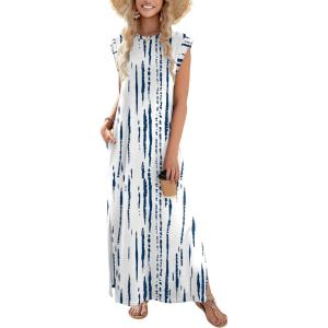 imageZeagoo Maxi Dresses for Women 2025 Summer Casual Sleeveless Floral Sundress Long Split Dresses with Pockets Beach VacationZr229