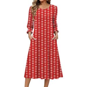 imageZeagoo Summer Dresses for Women 2026 34 Sleeve Dress for Women Floral Midi Dresses for Casual Womens Dresses with PocketsFloralmz910