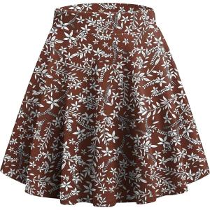 imageZeagoo Womens Skirt Basic Mini Skater Skirt 2025 Fall Skirts Stretchable High Waist ALine Dance SkirtsRed Floral