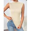 imageZeagoo Womens Mock Turtleneck Tank Tops 2026 Slim Fitted Sleeveless Top Stretchy Basic Casual Layer Tee ShirtsBeige