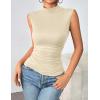 imageZeagoo Womens Mock Turtleneck Tank Tops 2026 Slim Fitted Sleeveless Top Stretchy Basic Casual Layer Tee ShirtsBeige
