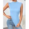 imageZeagoo Womens Mock Turtleneck Tank Tops 2026 Slim Fitted Sleeveless Top Stretchy Basic Casual Layer Tee ShirtsBlue