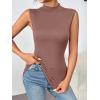 imageZeagoo Womens Mock Turtleneck Tank Tops 2026 Slim Fitted Sleeveless Top Stretchy Basic Casual Layer Tee ShirtsBrown
