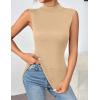 imageZeagoo Womens Mock Turtleneck Tank Tops 2026 Slim Fitted Sleeveless Top Stretchy Basic Casual Layer Tee ShirtsKhaki