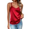 imageZeagoo Silk Camisole Tops for Women 2026 V Neck Satin Tank Top Spaghetti Strap Cross Back Sleeveless Summer Blouses1 Pack Red