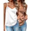 imageZeagoo Silk Camisole Tops for Women 2026 V Neck Satin Tank Top Spaghetti Strap Cross Back Sleeveless Summer Blouses2 Pack Brownwhite