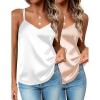 imageZeagoo Silk Camisole Tops for Women 2026 V Neck Satin Tank Top Spaghetti Strap Cross Back Sleeveless Summer Blouses2 Pack Champagnewhite