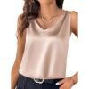 imageZeagoo Women 2026 Silk Satin Tank Top Casual V Neck Camisole Blouses Loose Sleeveless Cami Basic Tank ShirtAchampagne