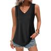 imageZeagoo Womens Tank Tops Loose Fit Casual V Neck Boho Summer Pleated Sleeveless Shirts Basic Trendy Outfits ClothesBlack