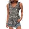 imageZeagoo Womens Tank Tops Loose Fit Casual V Neck Boho Summer Pleated Sleeveless Shirts Basic Trendy Outfits ClothesBlack Apricot Flower
