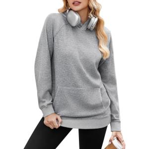imageZeagoo Womens Fleece Hoodies Soft Midweight Casual Hooded Sweatshirts Fall Winter Pullover Tops Kangaroo PocketLight Grey