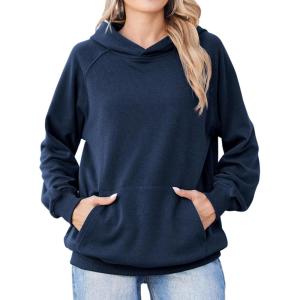 imageZeagoo Womens Fleece Hoodies Soft Midweight Casual Hooded Sweatshirts Fall Winter Pullover Tops Kangaroo PocketNavy Blue