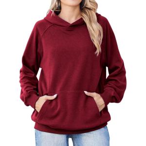imageZeagoo Womens Fleece Hoodies Soft Midweight Casual Hooded Sweatshirts Fall Winter Pullover Tops Kangaroo PocketWine Red