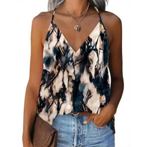 imageZeagoo Womens Silk Satin Tank Tops V Neck Sleeveless Camisole Cami Spaghetti Straps Blouse Summer Loose Racerback ShirtZr220