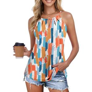 imageZeagoo Womens Tank Tops Sleeveless Spaghetti Strap Halter Top Flowy Summer Beach Outfits 2026Pcolorful