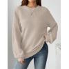 imageZeagoo Womens 2026 Fall Chunky Knit Sweater Oversized Crewneck Long Sleeve Winter Cotton Pullover Sweaters Jumper TopsBeige