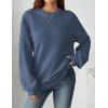 imageZeagoo Womens 2026 Fall Chunky Knit Sweater Oversized Crewneck Long Sleeve Winter Cotton Pullover Sweaters Jumper TopsBlue