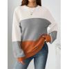 imageZeagoo Womens 2026 Fall Chunky Knit Sweater Oversized Crewneck Long Sleeve Winter Cotton Pullover Sweaters Jumper TopsColorblock 278
