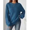imageZeagoo Womens 2026 Fall Chunky Knit Sweater Oversized Crewneck Long Sleeve Winter Cotton Pullover Sweaters Jumper TopsLake Blue