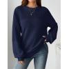 imageZeagoo Womens 2026 Fall Chunky Knit Sweater Oversized Crewneck Long Sleeve Winter Cotton Pullover Sweaters Jumper TopsNavy Blue