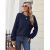 imageZeagoo Womens 2026 Fall Chunky Knit Sweater Oversized Crewneck Long Sleeve Winter Cotton Pullover Sweaters Jumper TopsNavy Blue
